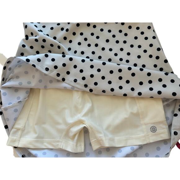 MAX STUDIO PERFORMANCE Active White Black Polka Dot Tank Dress Size XS - Picture 2 of 7